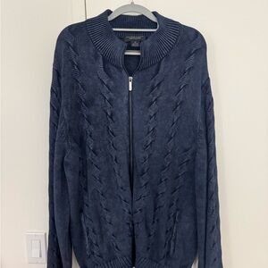 Bloomingdale's Navy Knit Zip-Up Sweater
